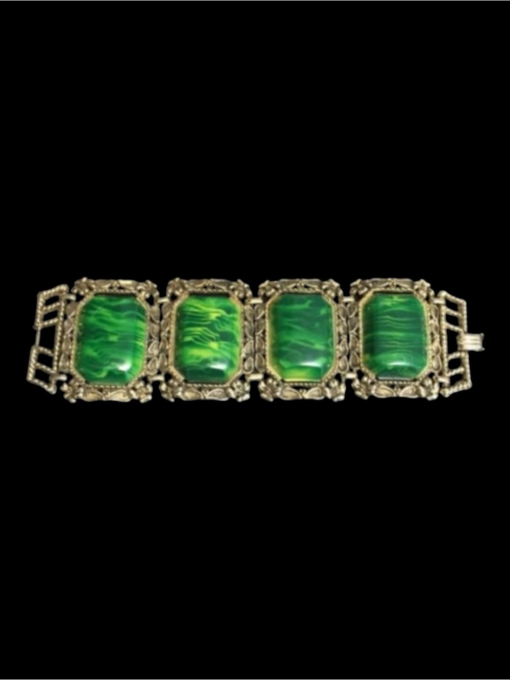 Massive Vintage Green Marbled Lucite Bracelet
